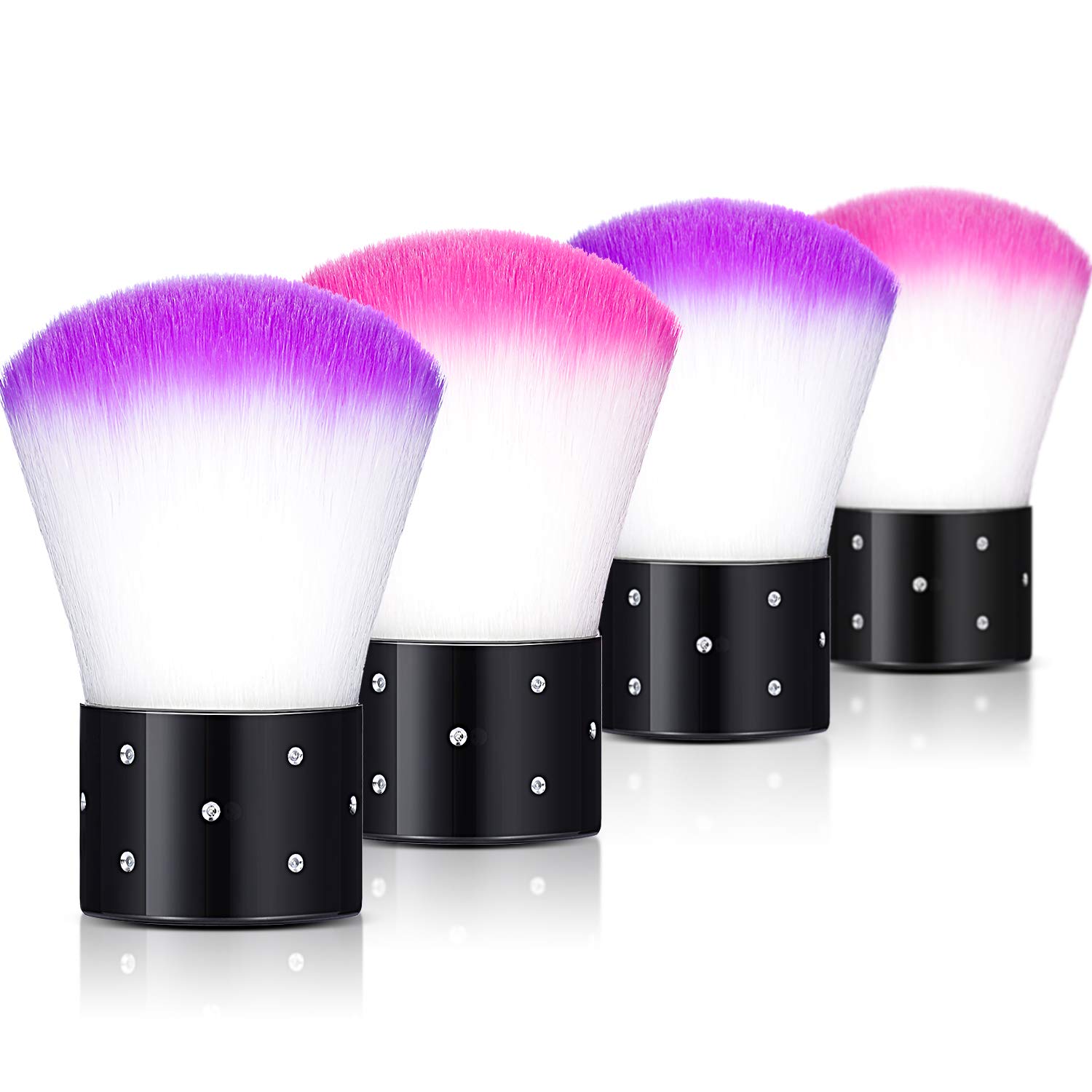 4 Pieces Nail Art Dust Brush Soft Nail Art Dust Remover Powder Cleaner Kabuki Brushes Makeup Powder Blush Brushes Nail Art Tools (Pink, Purple): Beauty