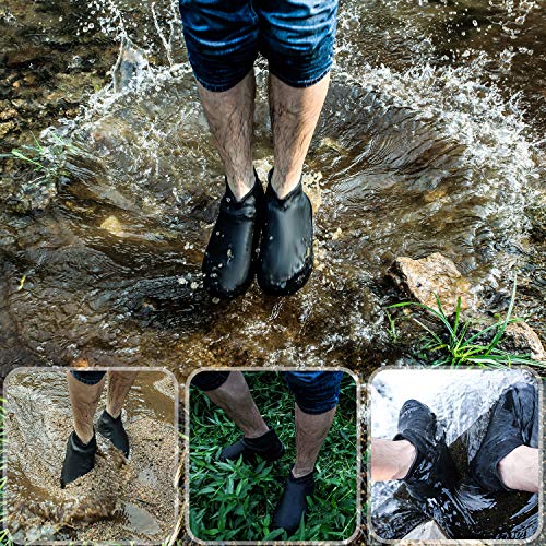 Reusable Silicone Boot and Shoe Covers, MATOW Waterproof Rain Socks, Silicone Rubber Shoe Protectors for Indoor and Outdoor Activities – 1 Pair (2 PCS) (Large, Black)