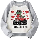 HQHKEPWA Valentines Day Sweatshirt Boys Girls Valentine's Monster Truck Heart Kids Toddler Shirt Graphic Long Sleeve for 2-7T
