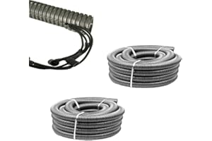 SKYPRO Split Loom Tubing Wire Conduit, Grey Corrugated Wire Tube Cable Protection Pipe Cable Tidy Tube for TV Cables, Electri