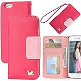 iPhone 6s Plus Case,[5.5inch],Wallet Case,Premium PU Leather&Soft TPU Back,Impact Resistant&Scratch-proof Credit Card Holder,Magnetic Flip Cover[Rose]
