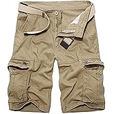 TRGPSG Men's Casual Cotton Twill Lightweight Cargo Shorts Relaxed Fit Outdoor Cargo Shorts with Zipper Pockets(No Belt)