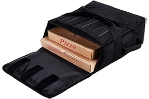 YOPRAL Pizza Bag, Thermal Pizza Delivery Bags Insulated Commercial Food Delivery Bag Pizza Boxes Professional Polyester Warmer Carrier for 3-12" or 3-14" (Black, 15"X15"X7")