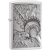Zippo Eagles Dare Pocket Lighter - Refillable Flip-Top Windproof Lighters - Fierce Soaring Eagle Patriotic Design Pocket Lighters - Luxury Metal Lighter Made in USA