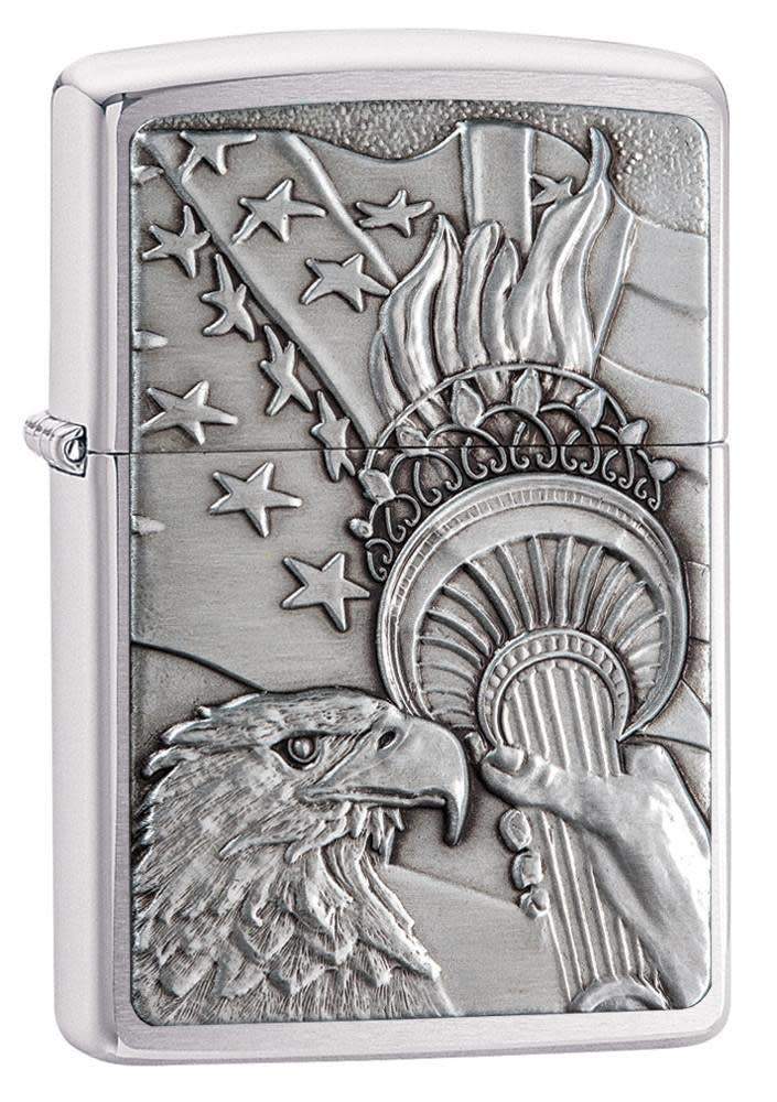 Zippo Something Patriotic Emblem Regular Lighter - Brushed Chrome