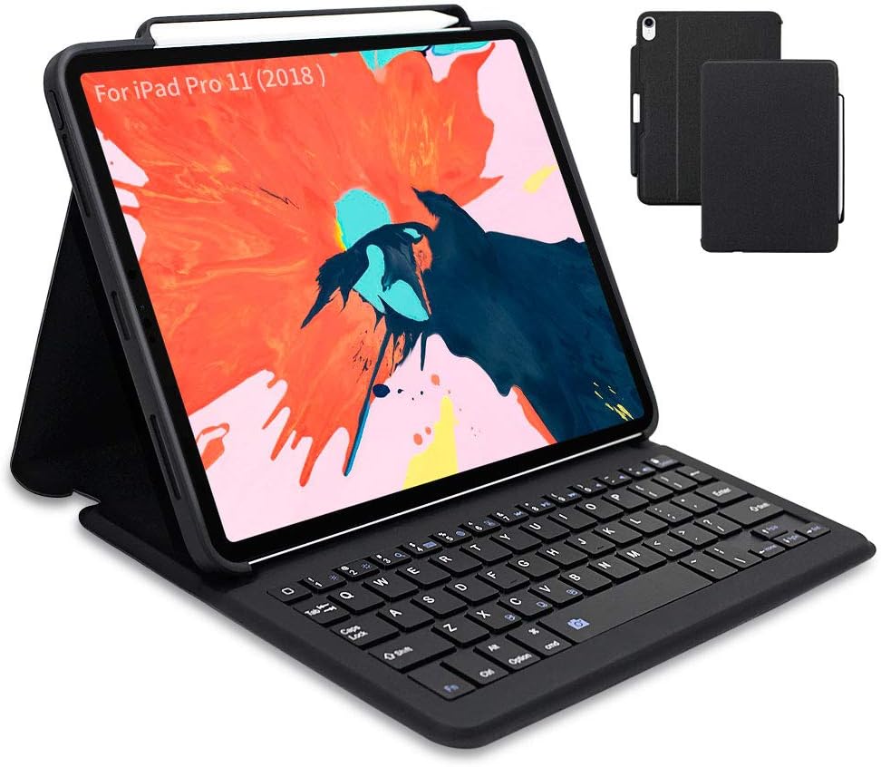 Maxace iPad Pro 11 Keyboard Case for iPad Pro 11 2020, Supports 2nd Gen Pencil Charging, Smart Bluetooth Wireless Keyboard Cover with Auto Sleep Wake, Waterproof iPad Pro 11 Keyboard Case