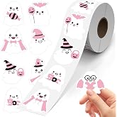 AWDSLUY 500Pcs Halloween Cute Ghost Self-Adhesive Stickers Rolls | Laser Cute Halloween Stickers Pink Happy Halloweens Party Stickers Labels Decals for Halloween Party Envelope Party Supplies
