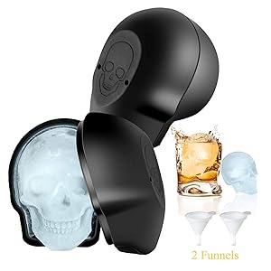 2 Packs 3D Skull Shape Ice Mold Large Silicone Skull Ice Trays with 2 Silicone Funnels for 400 ml Big Mouth Cup, Party Favors