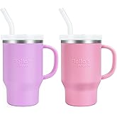 Bella's Friends Handy Mini Tumbler – Adorable 9 oz Toddler Sippy Cup, Stainless Interior & Silicone Body, Leak‑Proof, Dishwasher Safe, Gift for 1-3 Years Old Girls & Boys, 2 Pack, Lilac & Peony