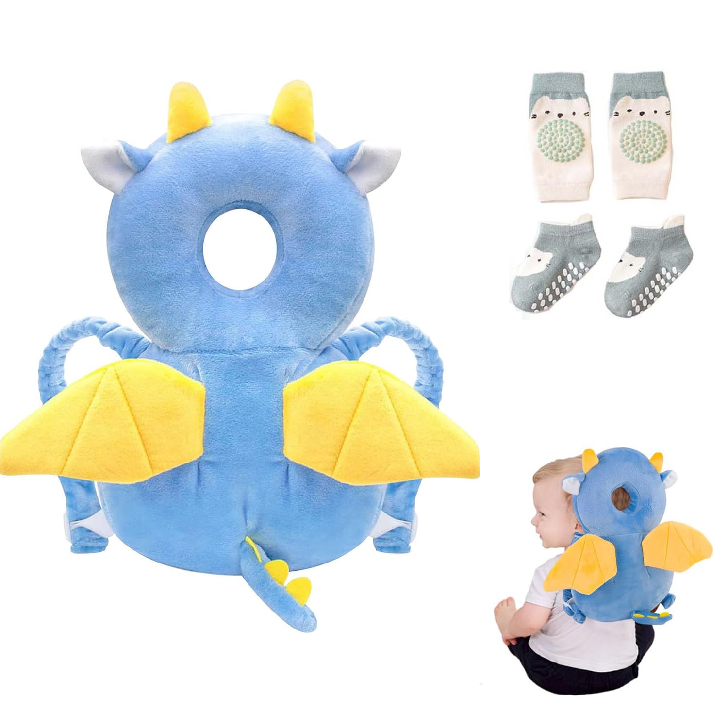 Bambebe Baby Protection Pillow & Backpack Safety Pads Head Adjustable Size for 4-24 Months Toddler Safety Helmet with Harness