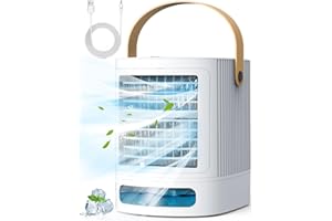 FANCOLE Portable Air Conditioners, 3-IN-1 Small Air Conditioner w/ 3-Level Humidify & 3 Speeds, 7-Color Night Lights, Top Fill Tank for 8H Cooling, Desk Mini Air Conditioner for Bedroom Room Office