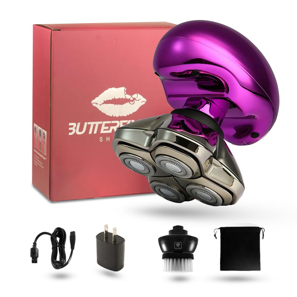 Skull Shaver Butterfly Kiss PRO - Ultimate Electric Razor for Women - Lady Shaver, Bikini Trimmer, Face Hair Remover, Purple