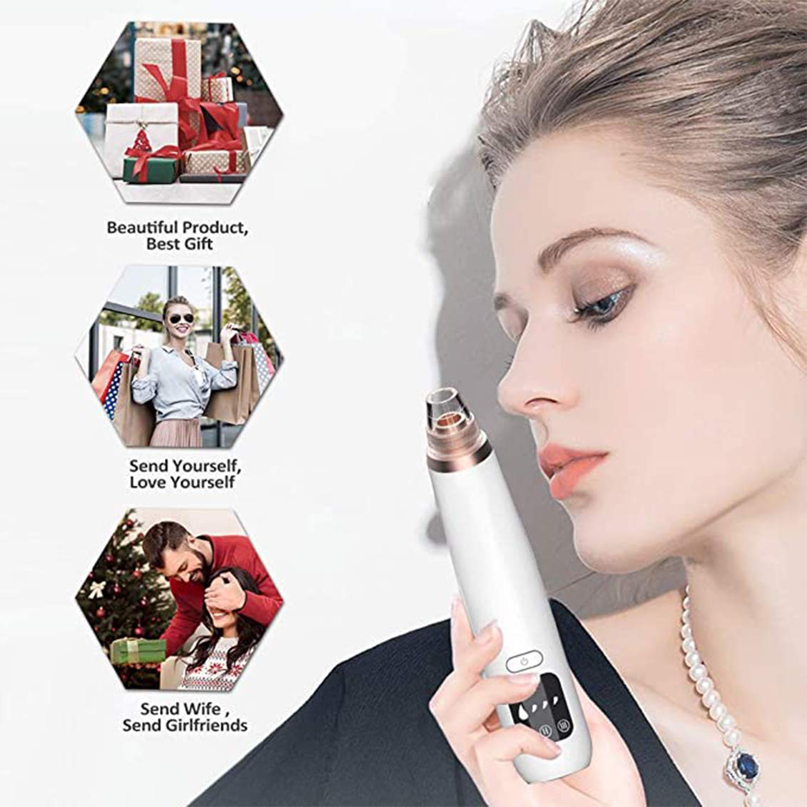 X-CHENG Blackhead Remover Vacuum - 2020 Upgraded Blackhead Suction Tool with Hot Compress - USB Rechargeable Pore Vacuum-Facial Pore Cleanser Suction Tool with LED Display-Suction Force for All Skin.: Beauty