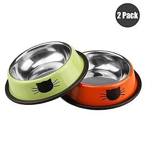 Ureverbasic Cat Bowls Stainless Steel Dog Bowl 8oz for Small Pets Puppy Kitten Rabbit Non-Skid Cat Food Bowls Easy to Clean Durable Cat Dish for Food and Water