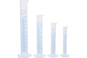 LURROSE Plastic Graduated Cylinder, Transparent Measuring Cylinder Lab Test Tube Flask, 2-Sided Measuring Lines Graduated Cylinder Beaker for Science Projects, Pour Spout