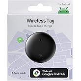 Android Air Tracker Tag 2 Pack: Smart Tracker(2025), Works with Google's Find Hub/Find My Device (Android Only) App, Tracker Tag Locator for Keys, Luggage, Satchel, Backpack etc