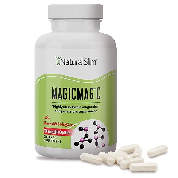 NATURALSLIM POTASSIUM MAGNESIUM SUPPLEMENT 100 CAPSULES – MAGICMAG C MAGNESIUM CITRATE SUPPLEMENTS FOR SLEEP SUPPORT, HEART HEALTH, AND MUSCLE CRAMP RELIEF | GLUTEN-FREE 1 PACK