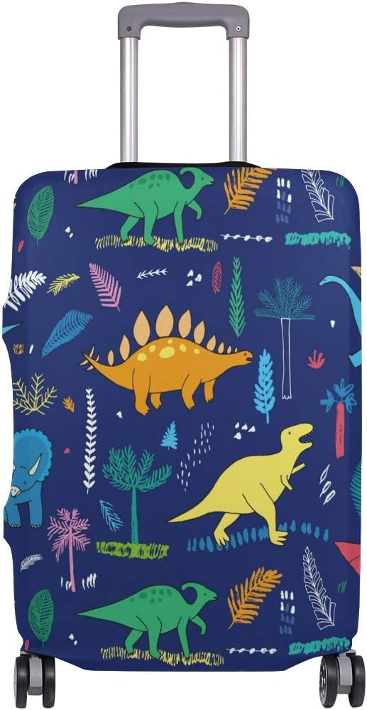 Colorful Cartoon Dinosaur Pattern Luggage Cover Baggage Suitcase Travel Protector Fit for 18-32 Inch