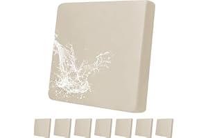 GALYEJIA 8Pcs Outdoor Cushion Covers Patio Cushion Covers Cushion Covers for Outdoor Furniture Stretch Patio Cushion Covers Replacement Couch Slipcovers Waterproof (Cover Only) (Cream)