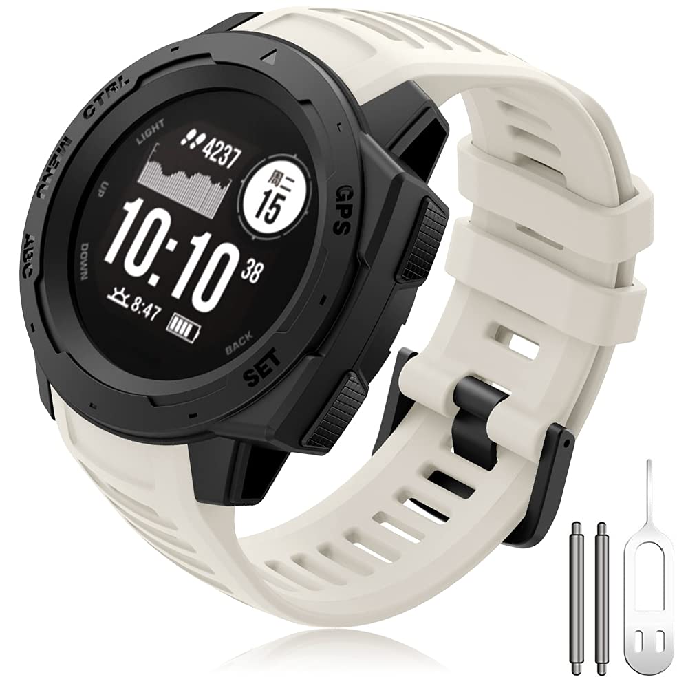 Compatible Garmin Instinct Strap, Silicone Band 22mm Bracelet Replacement Watch Strap for Garmin Instinct Sports GPS Smart Watch with Adapter Tools