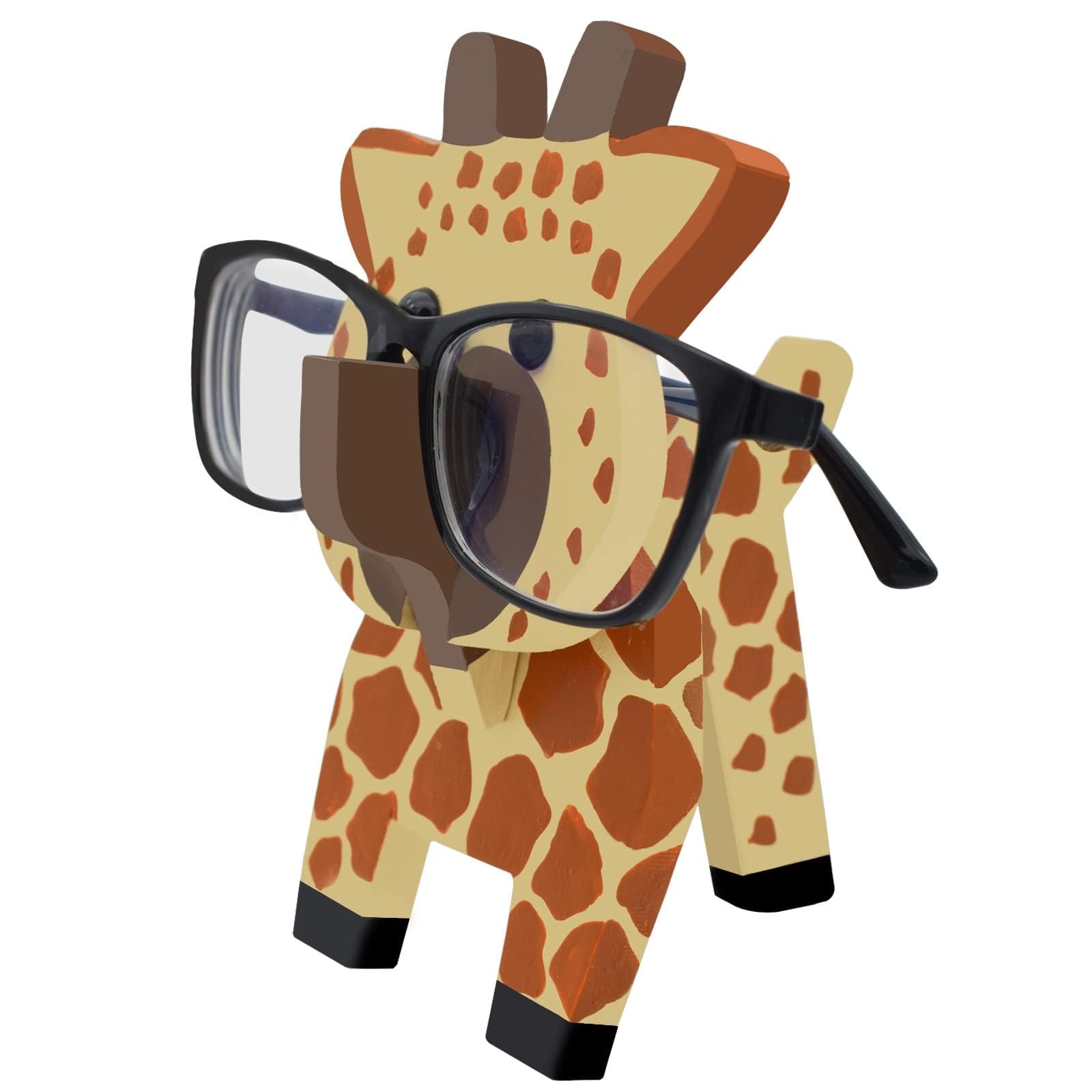 VIPbuy Giraffe Glasses Holder, 3D Wooden Puzzle Animal Eyeglasses Stand Pets Spectacle Holder Sunglasses Display Rack Gifts Home Office Desk Decor