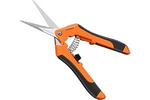 VIVOSUN 6.5 Inch Gardening Scissors Hand Pruner Pruning Shear with Straight Stainless Steel Blades Orange 1-Pack