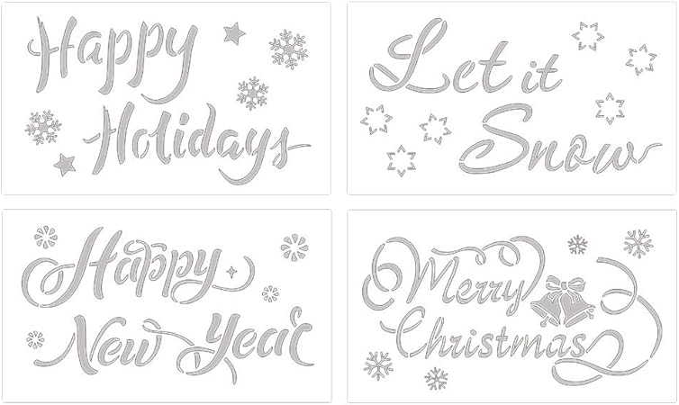Immagini Da Disegnare Natalizie.Nuiooui131 Righelli Da Disegno Natalizi Con Scritta Merry Christmas Lingua Italiana Non Garantita Facili Da Usare Stencil Per Disegnare E Misurare 4 Pezzi Plastica Bianco 4pcs Amazon It Casa E Cucina