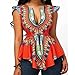 Rucan Summer Womens Dashiki Tops Sleeveless African Printed Slim Fit Shirts Blouse (A, Large)