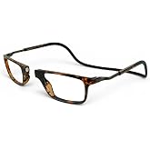 Clic Magnetic Reading Glasses - Bodo (XL-XXL) - Soft Headband | Neck Hanging Readers, Front Connect Design, Adjustable Temples, Secure Fit, Folds for Compact Storage, Havana, 1.0x