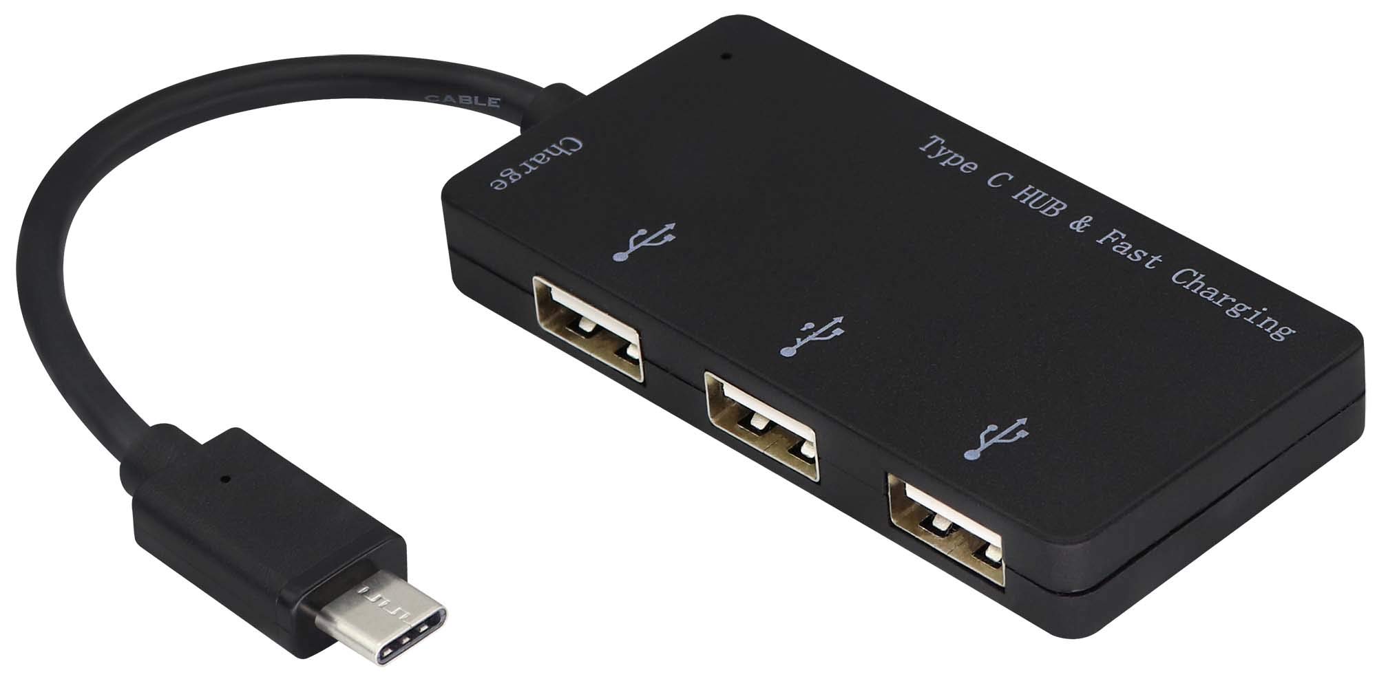 zdyCGTime USB extender,Type C multi-port adapter,USB C male to 3 USB 2.0 and 1 type-c female splitter,Compatible with laptops,mobile phones,U disks,card readers,and other USB devices.(21cm/Black)