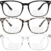 Yogo Vision Bifocal Reading Glasses for Women Men Rectangle Multifocal Readers Fashion Nerd Eyeglasses