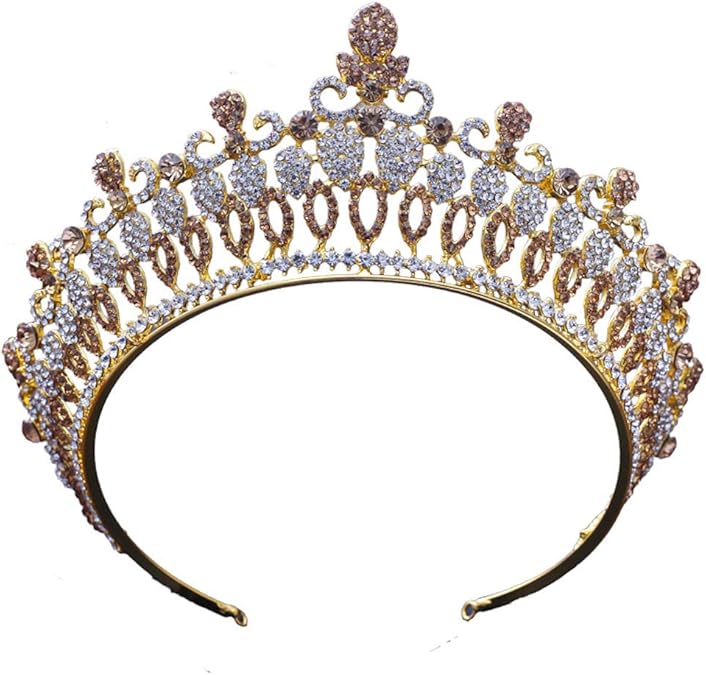 Queen Baroque Tiaras Golden Crown Hairstyle Bridal Accessories Amazon.co.uk Jewellery