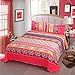 Exclusivo Mezcla 100% Cotton 3-Piece Multicolored Boho Paisley Full/Queen Size (92x88 Inch) Quilt Set as Bedspread/Coverlet/Bed Cover/Comforter- Lightweight, Reversible& Decorative, Pink