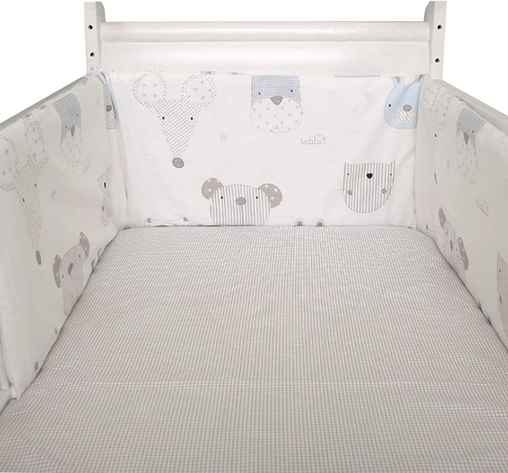 Crib Bumper Washable Home Protector Pads Soft Detachable Cotton end Decor Baby Safe U-shaped Breathable Anti-collision Nursery Bed(4)