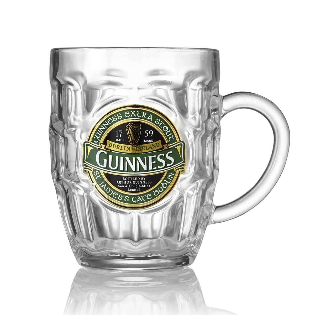 Photo 1 of Guinness Green Collection Dimpled Tankard - Large Glass Beer Mug