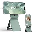 MOFT Phone Stand, Magnetic Phone Tripod Stand Stain-Resistant MOVAS Leather & Angle Adjustment & Strong Magnets Tripod for iPhone 16/15/14/13/12 (Included Metal Ring)-Seafoam
