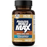 Ageless Male Max Chewable Nitric Oxide Booster Supplement for Men – High Potency Ashwagandha Extract to Boost Workouts, Muscle & Performance, Reduce Stress, Support Sleep - 100 Count
