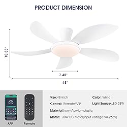 PHORUS 48" White Ceiling Fan with Lights and