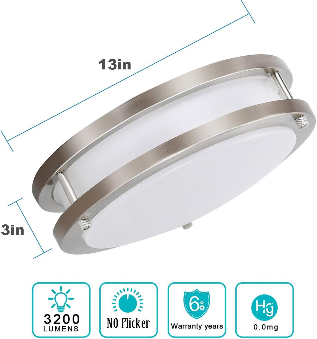 Drosbey 36W LED Ceiling Light Fixture, 13in Flush Mount Light Fixture, Ceiling Lamp for Bedroom, Kitchen, Bathroom, Hallway, Stairwell, Super Bright 3200 Lumens, 5000K Daylight White: Home Improvement