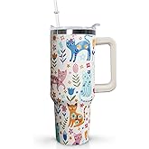 Ceovfoi 40 Oz Cat Tumbler With Handle, Coffee Travel Mug Cup Water Bottle, Cat Decor, Gifts for Women