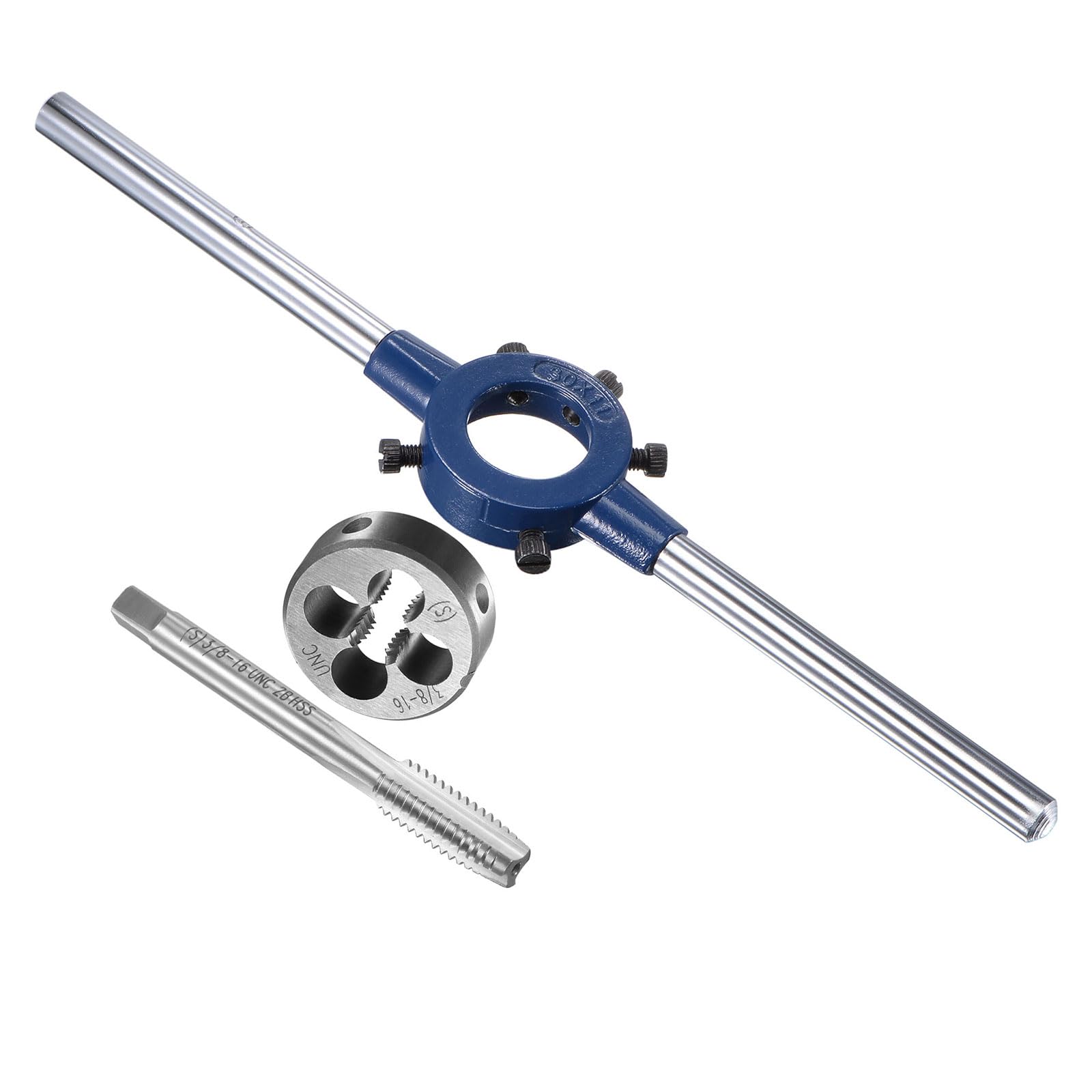 CoCud Tap and Die Stock Handle Set, 3/8-16 UNC Die & Fit 20mm-30mm OD / M9-M11 Die, High Speed Steel Thread Tapping and Wrench Tool Kit - (Applications: for Threading Repairing)