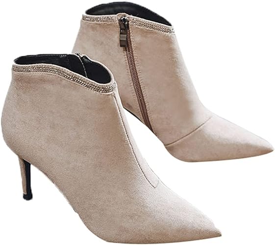 Amazon Ajgljiyer Ltd 可愛い ピンヒール ファッション ショートブーツ ブーティ 冬靴 女靴 ショート ブーティ アンクル 丈 ブーツ 通勤 通学 歩きやすい 暖かい ヒール 歩きやすい かわいい 美脚 ショートブーツ Ajgljiyer Ltd ブーツ ブーティ