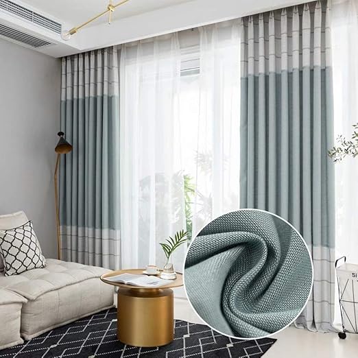 Amazon Com Leadtimes Blue Stripe Curtains For Living Room 102