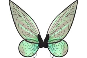 ZEXILILA Adult Fairy Wings, Shiny Transparent Princess Wings, Angel Wings Sutable for Halloween Costume Dress Up Black