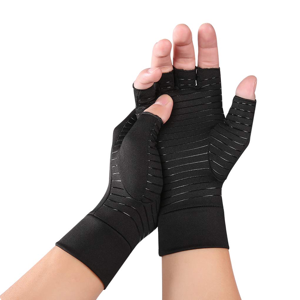 Upgraded Half Finger Arthritis Gloves Compression Therapy Gloves Relief Stiff Joints, Inflammation, Carpal Tunnel, Rheumatoid Pain, Non Slip Cosy Gloves for Housework, Typing, Cycling, Driving