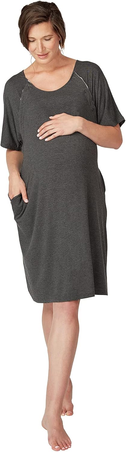 Frida Mom Delivery and Nursing Gown | Easy-Snap, Tagless, Skin-to-Skin Access for Nursing and Full Coverage in The Back: Health & Personal Care