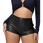 hibshaby Women's Sexy Faux Leather Shorts High Waist PU Stretch Skinny Mini Hot Shorts