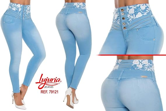 Amazon.com: Fabricado en Colombia Lujuria Jeans 100% Colombianos Push UP  Jeans Ref 79121 Azul: Clothing