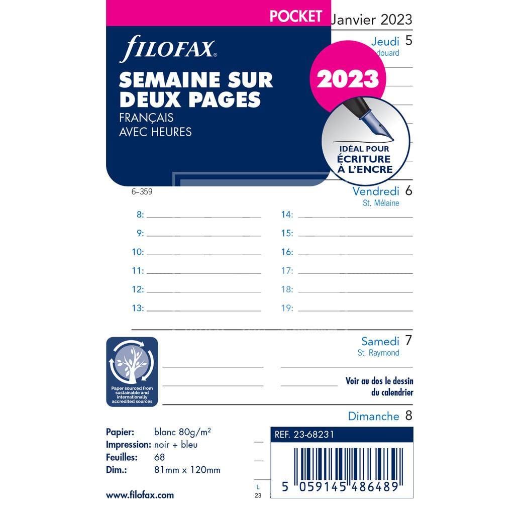 Filofax Week on Two Pages - French - Pocket - 2023