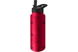 Logo Brands NCAA Georgia Bulldogs Step & Repeat 34 oz Stainless Steel Quencher Bottle – All Over Logo Design, No-Spill Lid, Easy Carry Handle - Keeps Drinks Cold For Hours